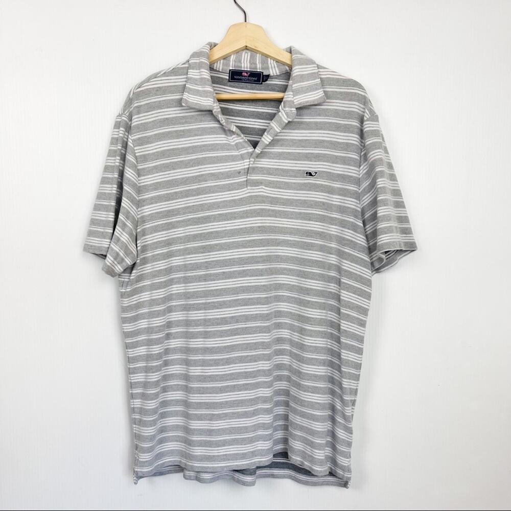 Vineyard Vines | Gray Striped Polo T Shirt